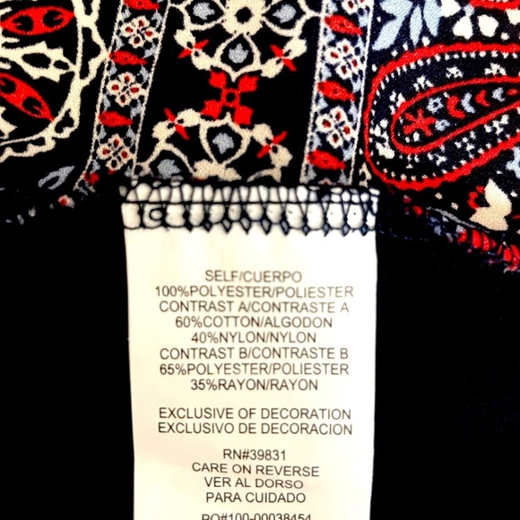 Altar’d State Sleeveless Boho Print Sleeveless Top, Navy/Red/Cream, Size S - Picture 8 of 8